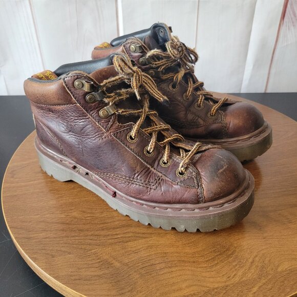 Vintage Y2k Dr. Martens 8287 Brown Leather Boots, Men’s 7, Air Wair, Y2K Chunky - Picture 1 of 12